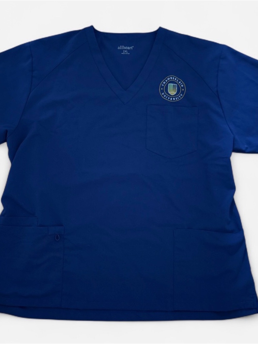 Chamberlain University Allheart Women's Navy Blue V-Neck Medical Top S: XXL
